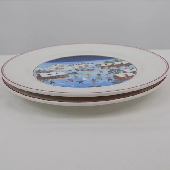 Set of 2 Villeroy & Boch Naif Christmas Dinner Plate Laplau 10.5 in diameter - Picture 5 of 11